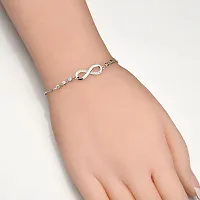 Vembley Fashion Silver Plated Infinity Slide Closure Bracelet for Women and Girls-thumb2