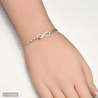 Vembley Fashion Silver Plated Infinity Slide Closure Bracelet for Women and Girls-thumb3
