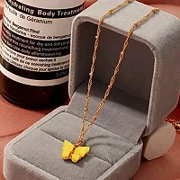 Vembley Pretty Gold Plated Yellow Butterfly Pendant Necklace for Women and Girls-thumb2