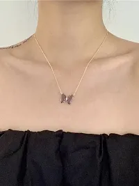 Vembley Lavish Purple Crystal Butterfly Pendant Necklace-thumb3