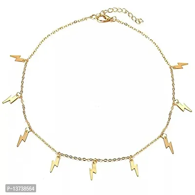 Vembley Lovely Gold Plated Thunder Bolt Choker Pendant Necklace for Women and Girls