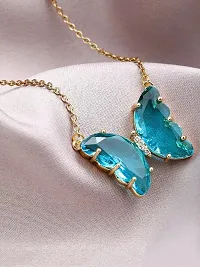 Vembley Lavish Blue Crystal Butterfly Pendant Necklace-thumb2