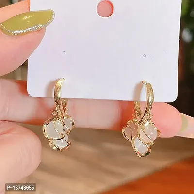 Vembley Korean Opal Stone Ball Luxury Hoop Earrings For Women And Girls 2 Pcs/Set-thumb5