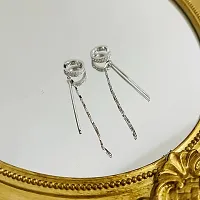 Elegant Zircon C-Shaped Long Tassel Ear Clip Earrings For Women And Girls 2 Pcs Set-thumb4