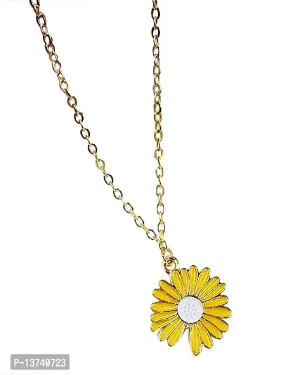 Vembley Stunning Gold Plated Yellow Flower Pendant Necklace for Women and Girls
