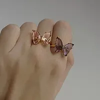 Vembley Lavish Designer Purple Crystal Butterfly Ring-thumb1