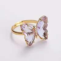 Vembley Lavish Designer Purple Crystal Butterfly Ring-thumb3
