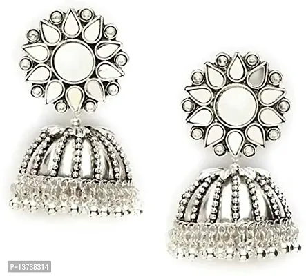 Vembley Metal Oxidized Silver Stud Jhumki Earrings For Women and Girl