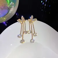 Vembley Korean Studded Tassels Butterfly Drop Earrings For Girls And Women-thumb4
