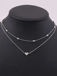 Vembley Charming Silver Plated Double Layered Beads and Pearl Drop Pendant Necklace For Women and Girls-thumb2