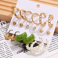 Vembley Fashion Pearl Studs and Hoop Earrings 9 Pair Combo for Women and Girls-thumb1