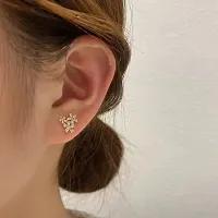 Elegant Flower Ear Cuff Wrap Crawler Stud Earrings For Women And Girls 2 Pcs Set-thumb2