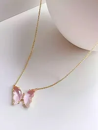 Vembley Lavish Pink Crystal Butterfly Pendant Necklace-thumb3