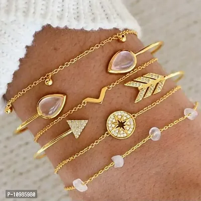 Elegant Alloy Charm Bracelet For Women And Girls Pack Of 6