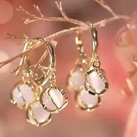 Vembley Korean Opal Stone Ball Luxury Hoop Earrings For Women And Girls 2 Pcs/Set-thumb2