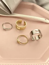 Vembley Charming Golden Heart Beat Couple Ring Matching Wrap Finger Ring for Women and Men-thumb2