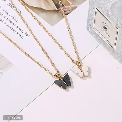 Vembley Pretty Gold Plated Black Butterfly Pendant Necklace for Women and Girls-thumb4