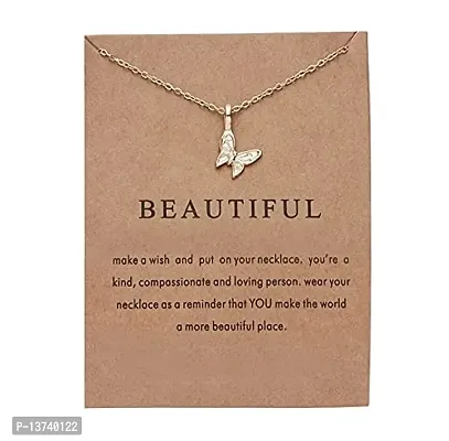 Vembley Charming Gold Plated Butterfly Pendant Necklace for Women and Girls