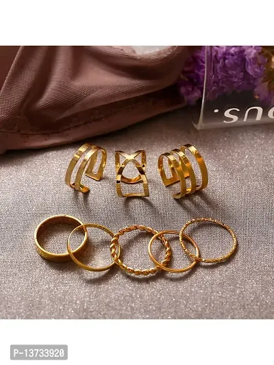Vembley Gold Plated 8 Piece Western Designs Ring Set For Women and Girls.-thumb4