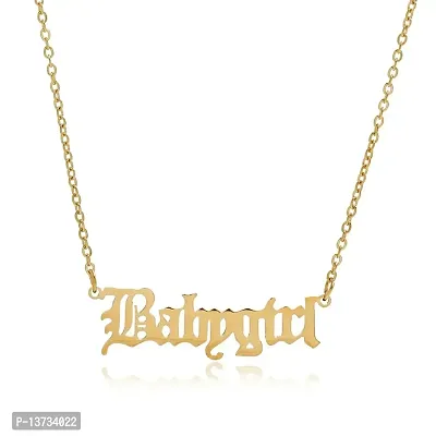 Vembley Pretty Gold Plated Babygirl Alphabet Word Pendant Necklace for Women and Girls-thumb0