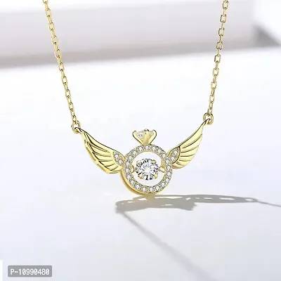 Elegant Angel Wings Golden Ring Shape Pendant Necklace For Women And Girls-thumb5
