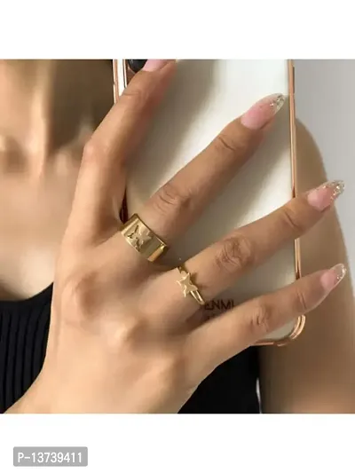 Vembley Charming Golden Heart Beat Couple Ring Matching Wrap Finger Ring for Women and Men-thumb2