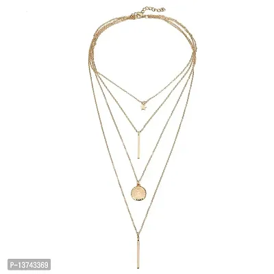 Vembley Gold Plated Stylish Layered Pendant Necklace for Women