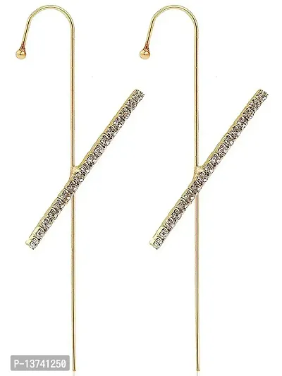 Vembley Pair of 2 Stunning Gold Plated Cross Ear Cuffs for women and Girls