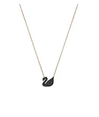 Vembley Gorgeous Rose Gold Plated Black Swan Pendant Necklace for Women and Girls-thumb2