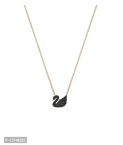Vembley Gorgeous Rose Gold Plated Black Swan Pendant Necklace for Women and Girls-thumb3