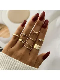 Vembley Gold Plated 9 Piece Multi Designs Ring Set For Women and Girls.-thumb4