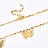 Vembley Pretty Gold Plated Butterfly and Star Pendant Necklace for Women and Girls-thumb2