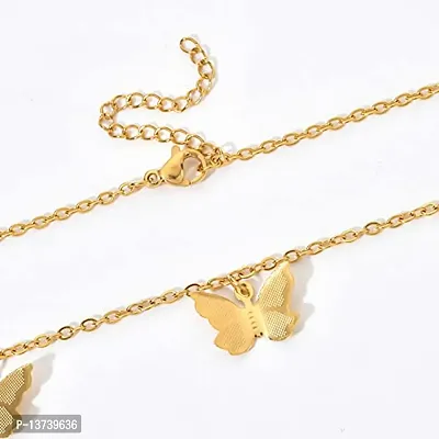 Vembley Pretty Gold Plated Butterfly and Star Pendant Necklace for Women and Girls-thumb3