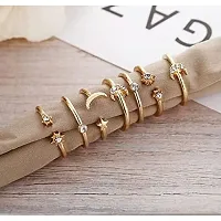 Gold Plated Seven Piece Moon Star Ring Set For Women and Girls.-thumb2
