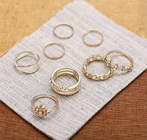 Gold Plated 8 Piece White Crystal Good Luck Twist Cross Chain Ring Set For Women and Girls.-thumb3