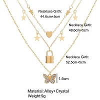 Vembley Stunning Gold Plated Triple Layered Butterfly and Heart Necklace for Women and Girls-thumb3