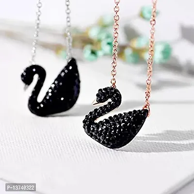 Vembley Gorgeous Rose Gold Plated Black Swan Pendant Necklace for Women and Girls-thumb4