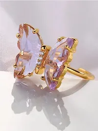 Vembley Charming Gold Plated Purple Crystal Butterfly Ring for Women and Girls-thumb3