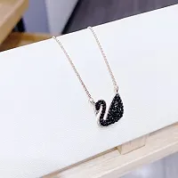 Vembley Gorgeous Rose Gold Plated Black Swan Pendant Necklace for Women and Girls-thumb1