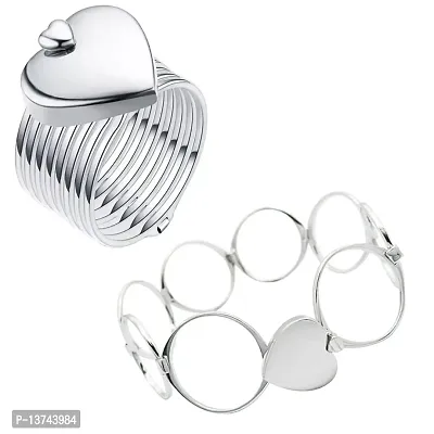 Vembley Magic Silver Retractable Heart Bracelet Cum Ring For Women And Girls