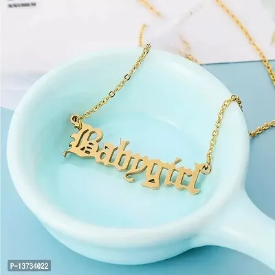 Vembley Pretty Gold Plated Babygirl Alphabet Word Pendant Necklace for Women and Girls-thumb5