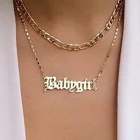 Vembley Stunning Gold Plated Double Layered Babygirl Alphabet Word Pendant Necklace for Women and Girls-thumb1