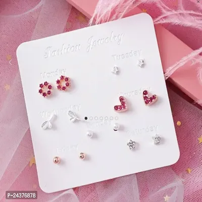 Vembley Pack of 7 Weekly Stud Earrings for Women  Girls-thumb2