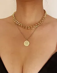Vembley Charming Gold Plated Double Layered Vintage Coin Pendant Necklace for Women and Girls-thumb1