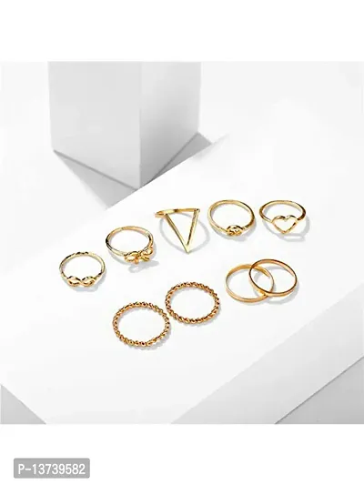 Vembley Gold Plated 9 Piece Love Infinity Ring Set-thumb3