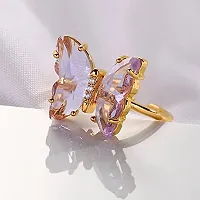 Vembley Lavish Designer Purple Crystal Butterfly Ring-thumb2