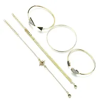 Vembley Combo of 5 Gold Plated Geometric Crystals Star Bracelets For Women And Girls-thumb3