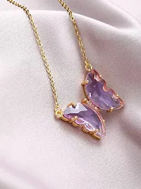 Vembley Lavish Purple Crystal Butterfly Pendant Necklace-thumb1