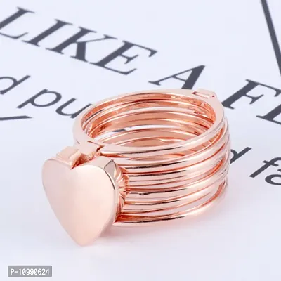 Elegant Stainless Steel Magic Rosegold 2 In 1 Retractable Heart Foldable Ring Bracelet For Women And Girls-thumb3