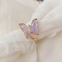Vembley Lavish Designer Purple Crystal Butterfly Ring-thumb4